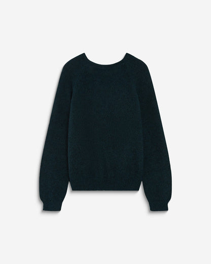 Pull ample en maille dos nu croisé emeraude Anthemis