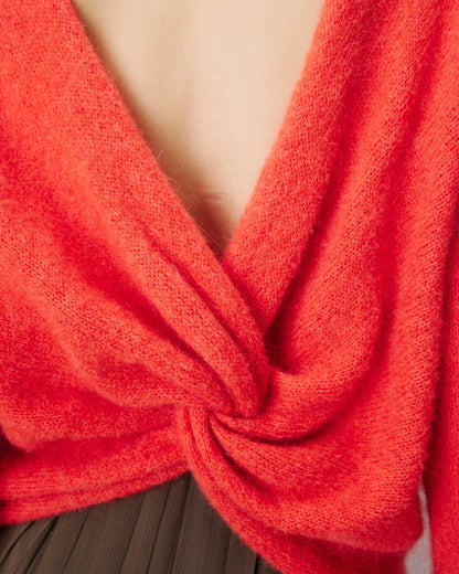 Pull ample en maille dos nu croisé sanguine Anthemis