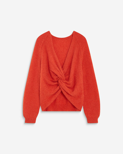 Pull ample en maille dos nu croisé sanguine Anthemis