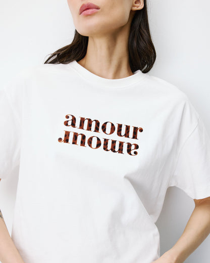 T-shirt en coton manches courtes à inscription ivoire Anis