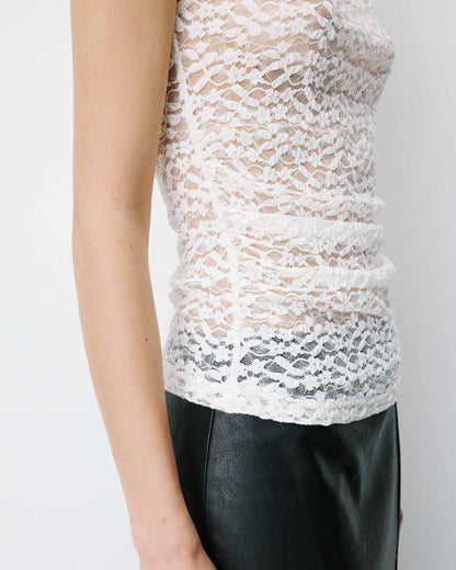 Top ajusté sans manches en dentelle ecru Avila
