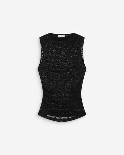 Top ajusté sans manches en dentelle noir Avila