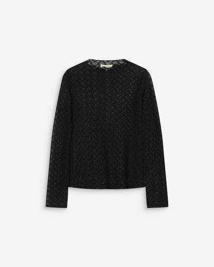 Top en dentelle transparente manches longues noir Aube