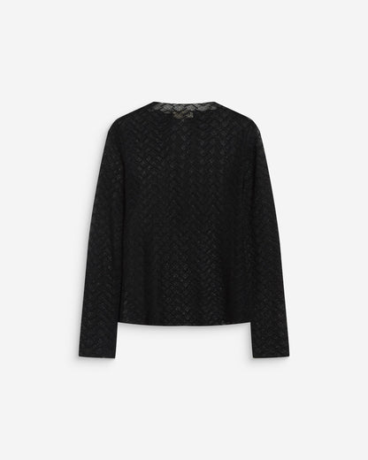 Top en dentelle transparente manches longues noir Aube