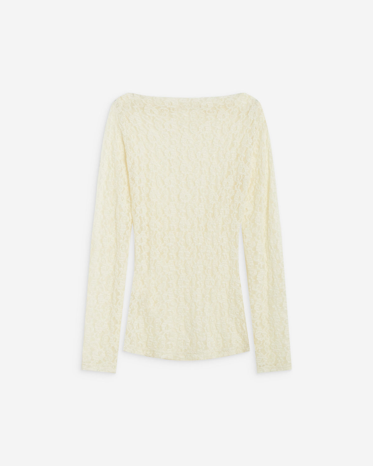 Top en dentelle drapé col bateau ecru Avoine