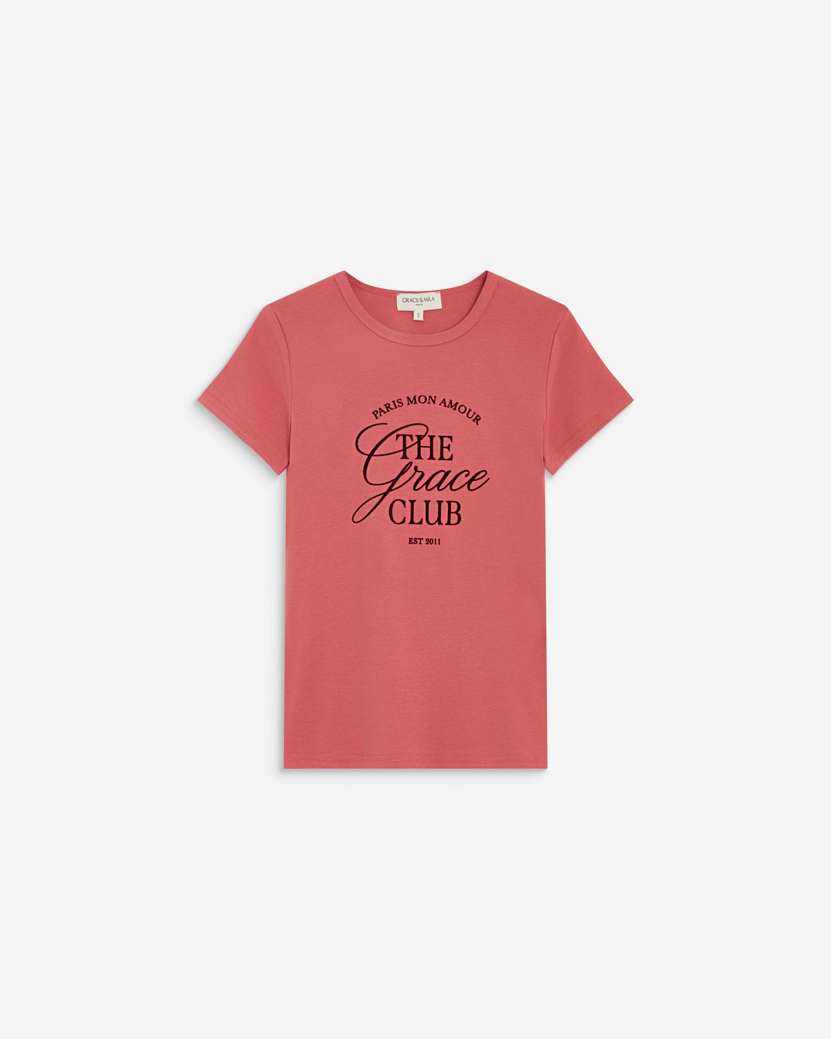 T-shirt col rond à message blush Amoris
