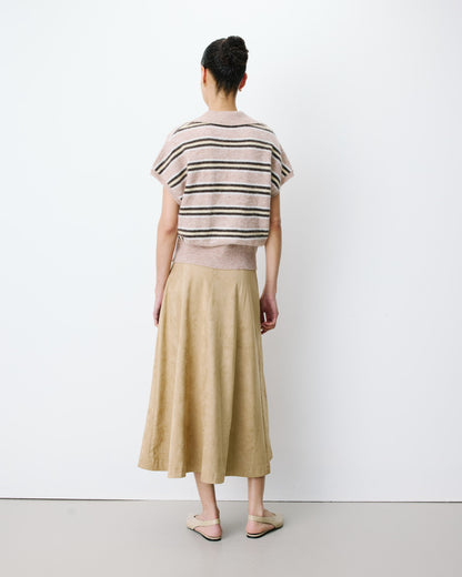 Pull rayé oversize col polo beige Aizen