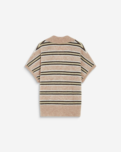 Pull rayé oversize col polo beige Aizen