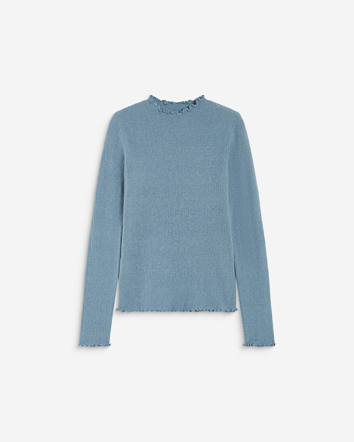 Pull ajusté en maille fine col montant bleuet Alino