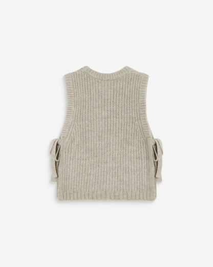 Pull sans manches en maille à nouer grege Argan