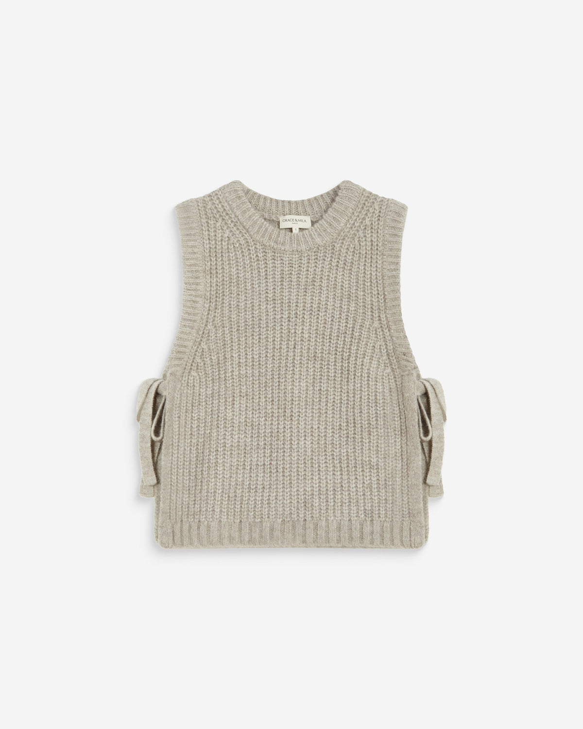 Pull sans manches en maille à nouer grege Argan