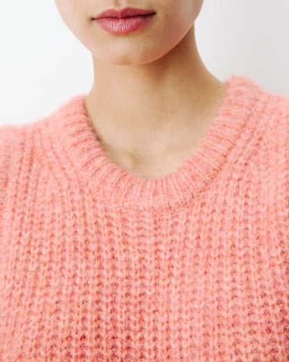 Pull sans manches en maille à nouer peche Argan