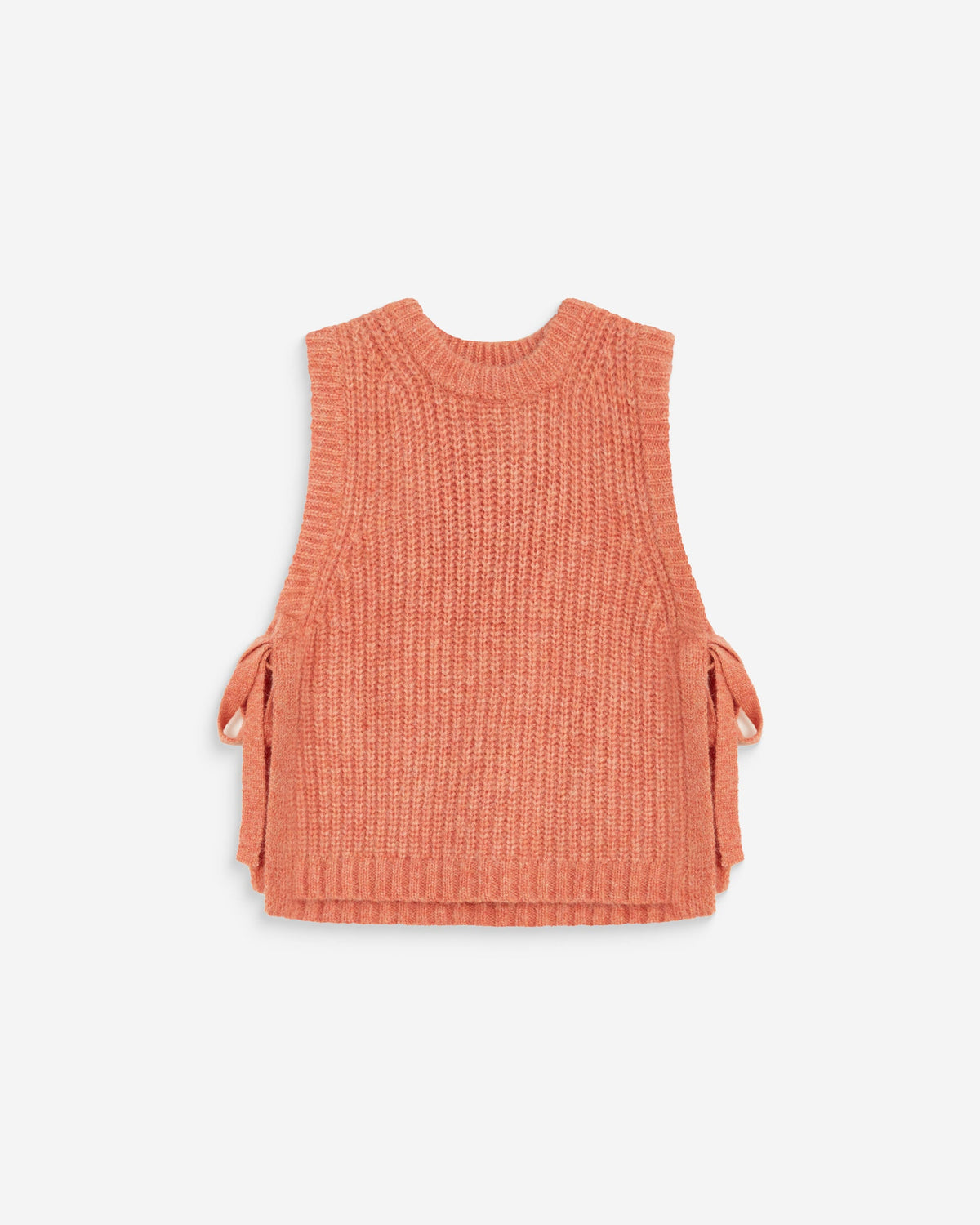 Pull sans manches en maille à nouer peche Argan