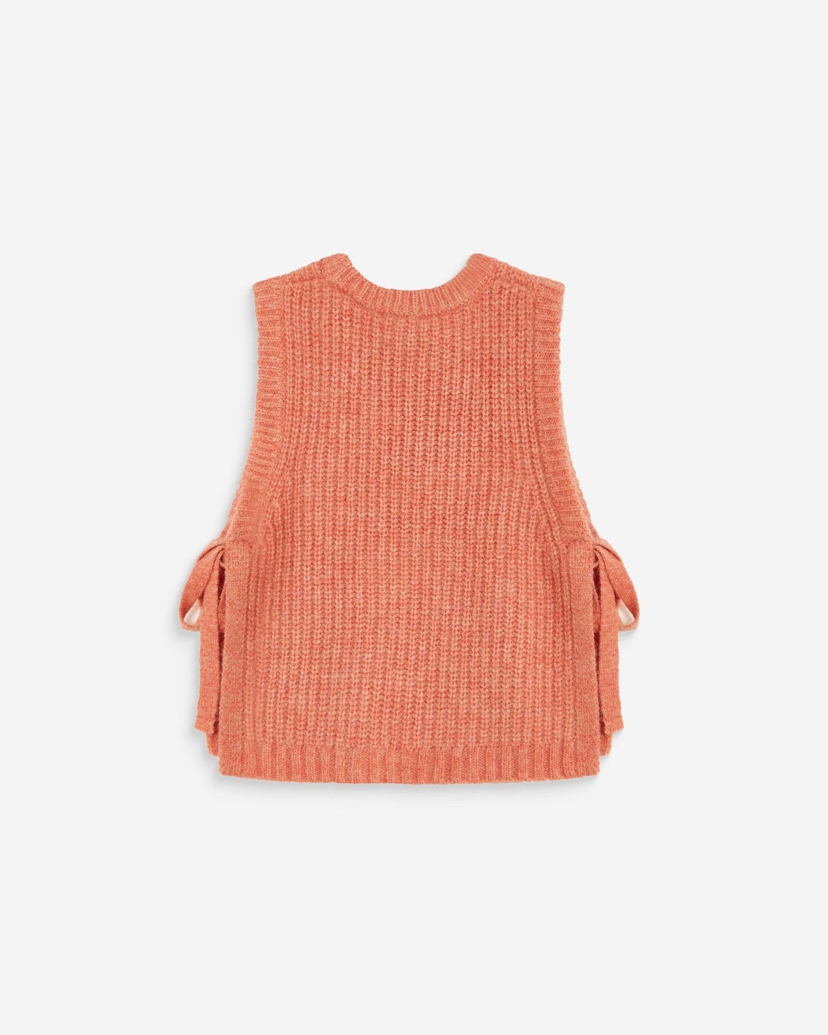 Pull sans manches en maille à nouer peche Argan