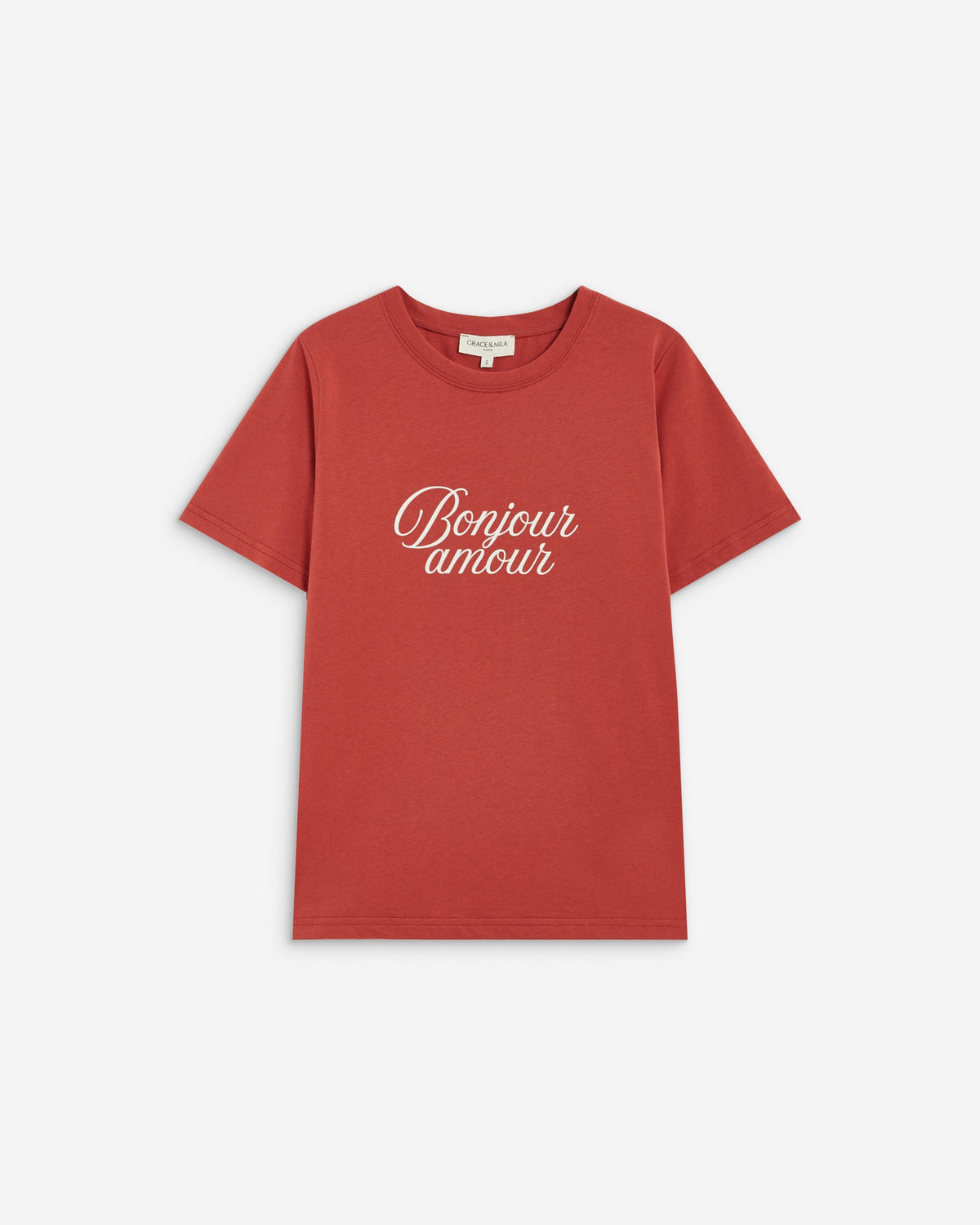 T-shirt en coton à message imprimé blush Amadis