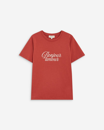 T-shirt en coton à message imprimé blush Amadis