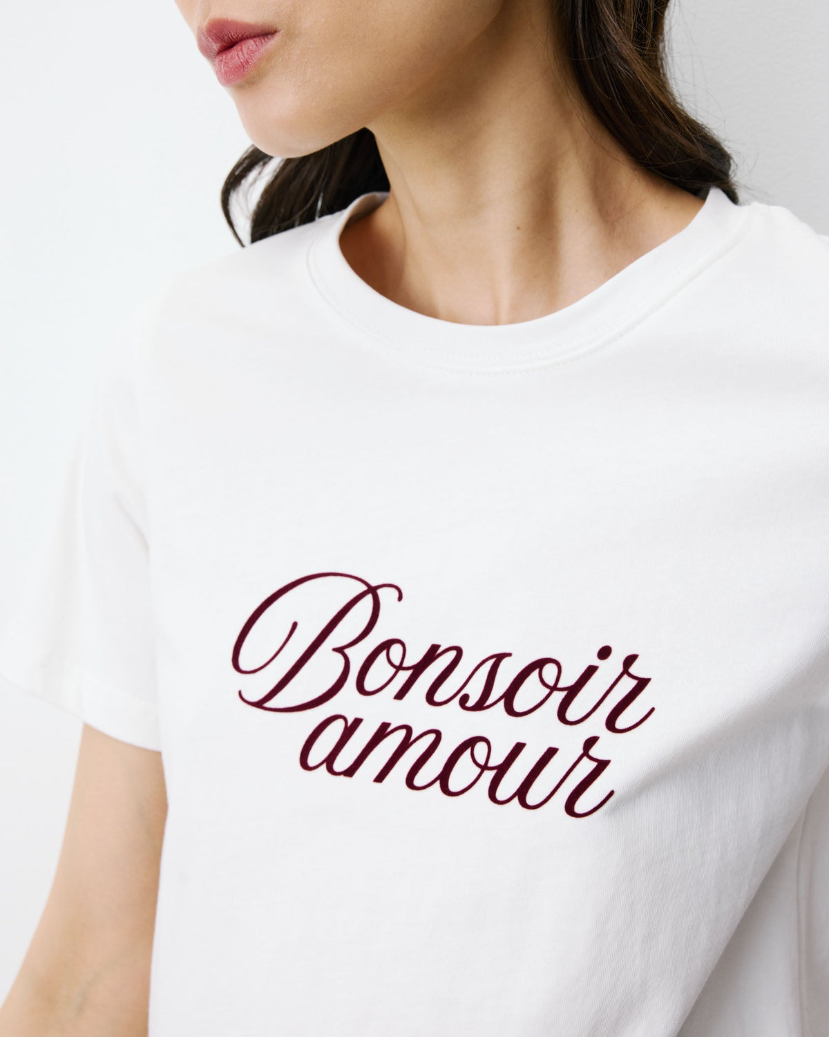 T-shirt en coton à message imprimé ivoire Amadis