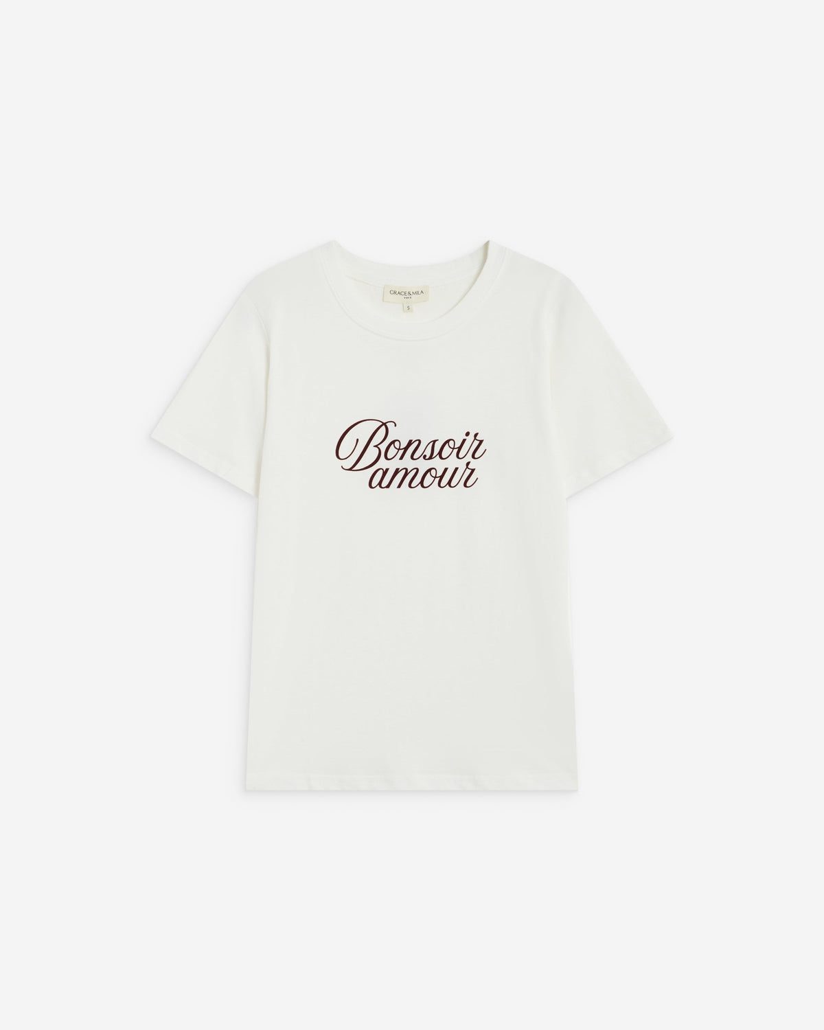T-shirt en coton à message imprimé ivoire Amadis