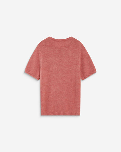 Pull manches courtes à message brodé blush Austyn