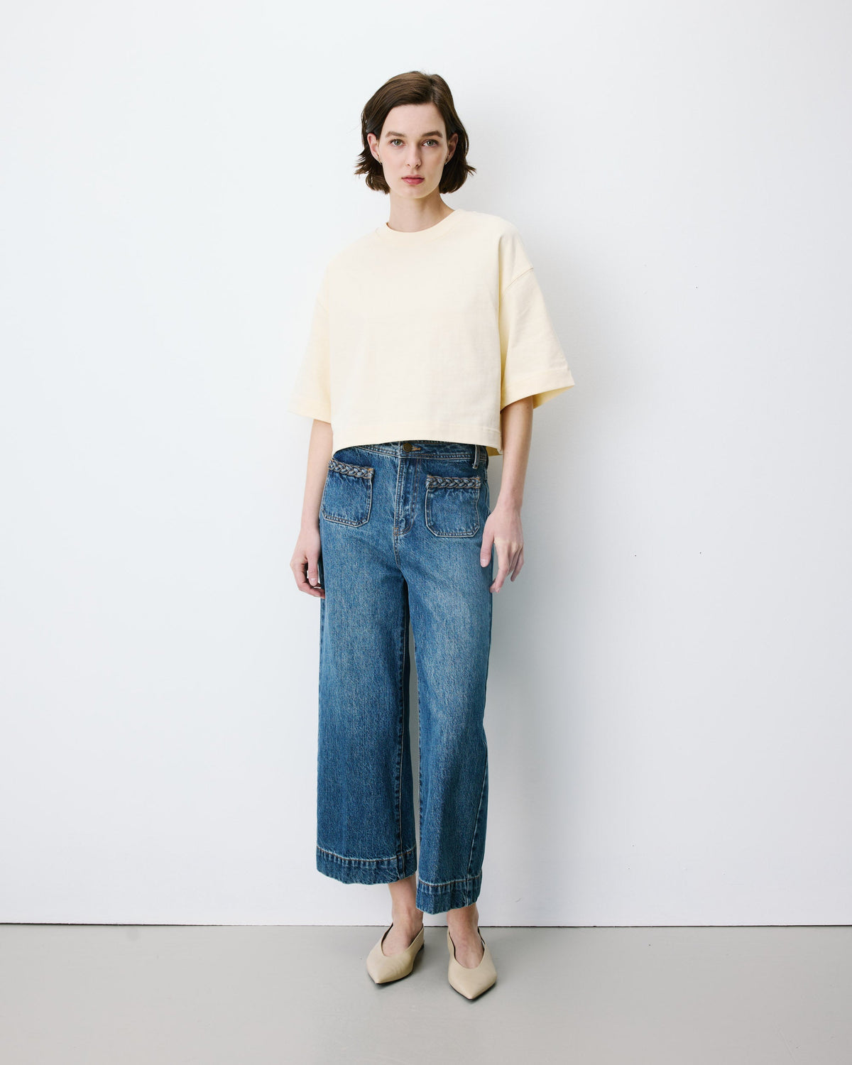 T-shirt oversize court en coton vanille Arvel