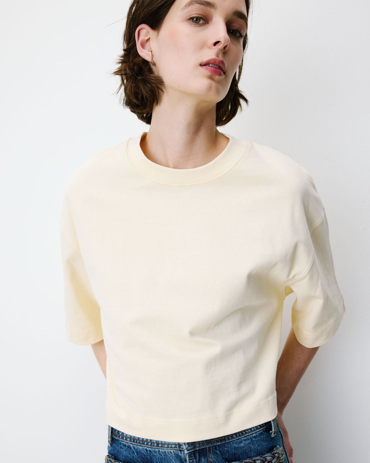 T-shirt oversize court en coton vanille Arvel