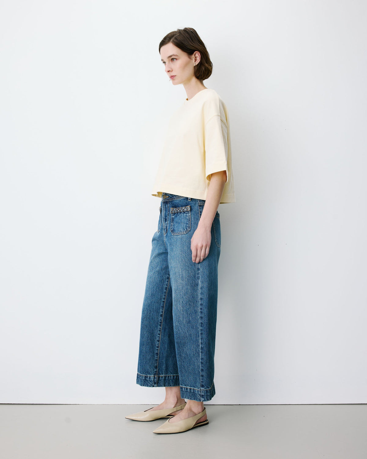 T-shirt oversize court en coton vanille Arvel