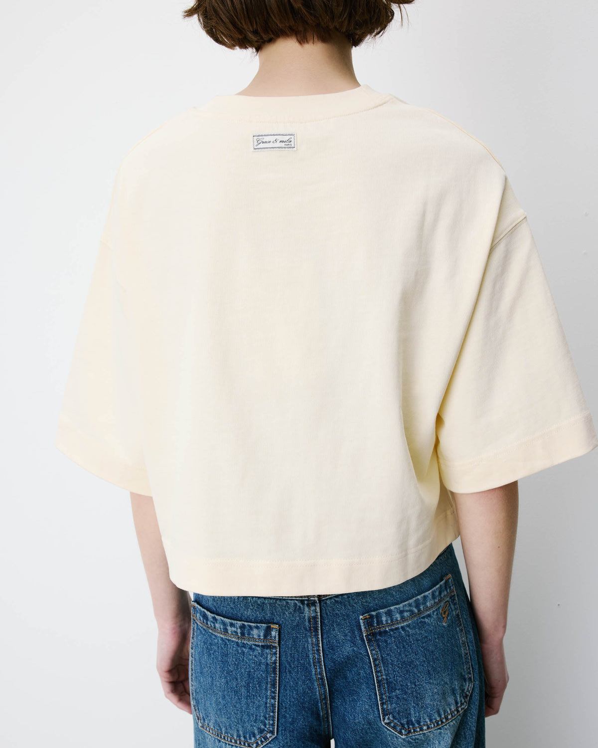 T-shirt oversize court en coton vanille Arvel