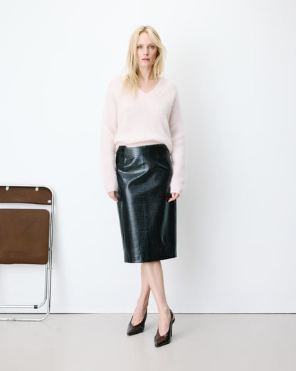 Pull large doux en mohair mélangé col V nude Adorable