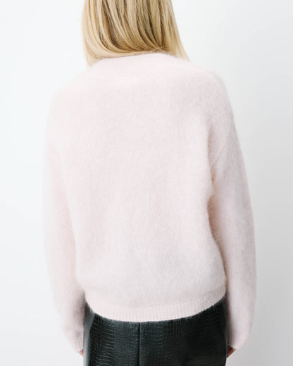 Pull large doux en mohair mélangé col V nude Adorable