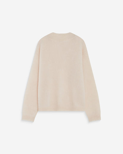Pull large doux en mohair mélangé col V nude Adorable