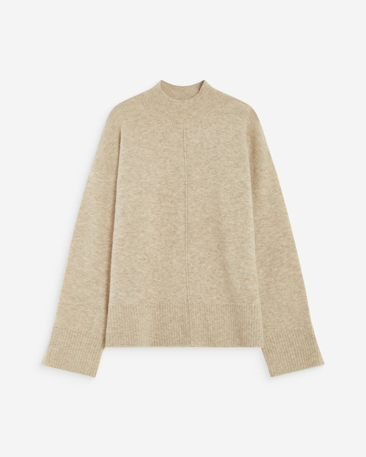 Pull large en maille jersey col montant sable Adelice