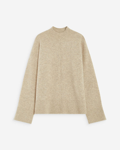 Pull large en maille jersey col montant sable Adelice