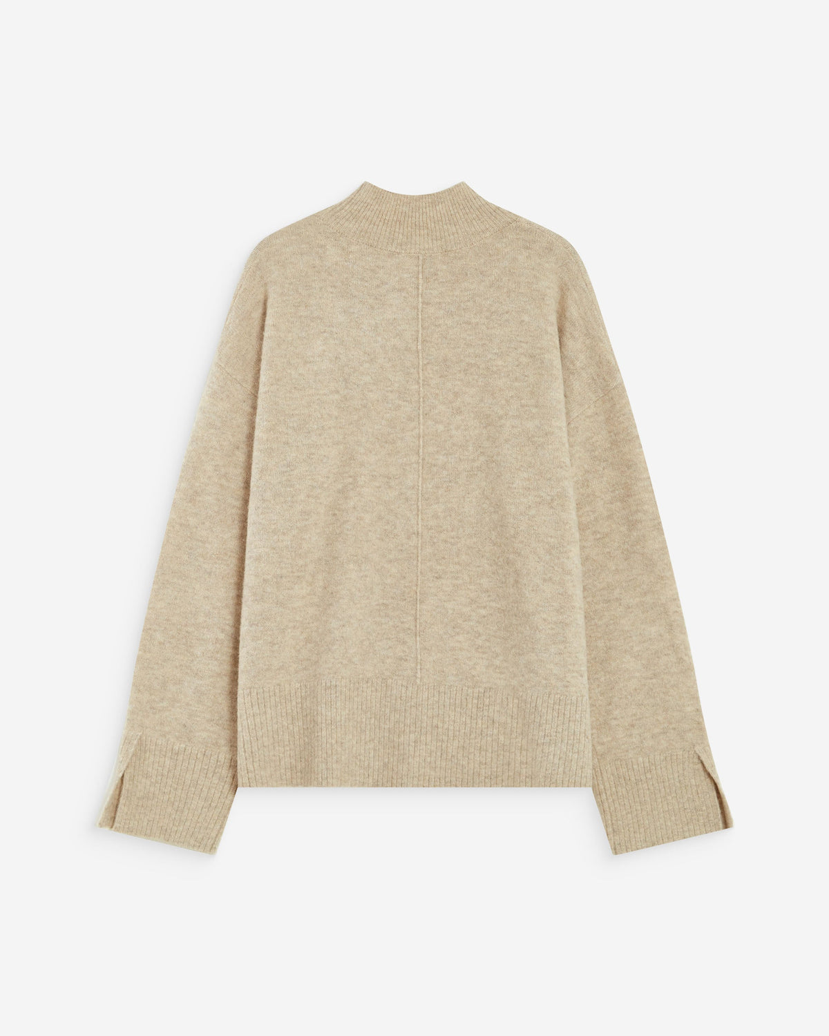 Pull large en maille jersey col montant sable Adelice