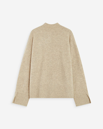 Pull large en maille jersey col montant sable Adelice