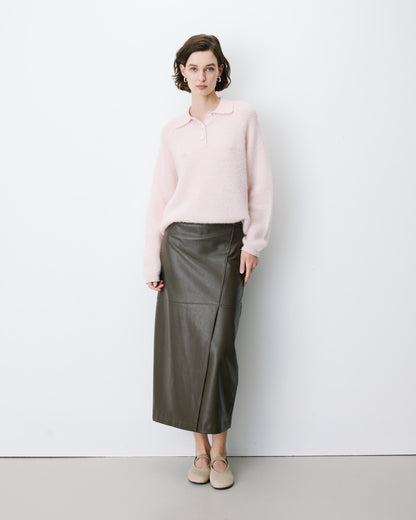 Pull polo en maille texturée boutonné nude Alevan