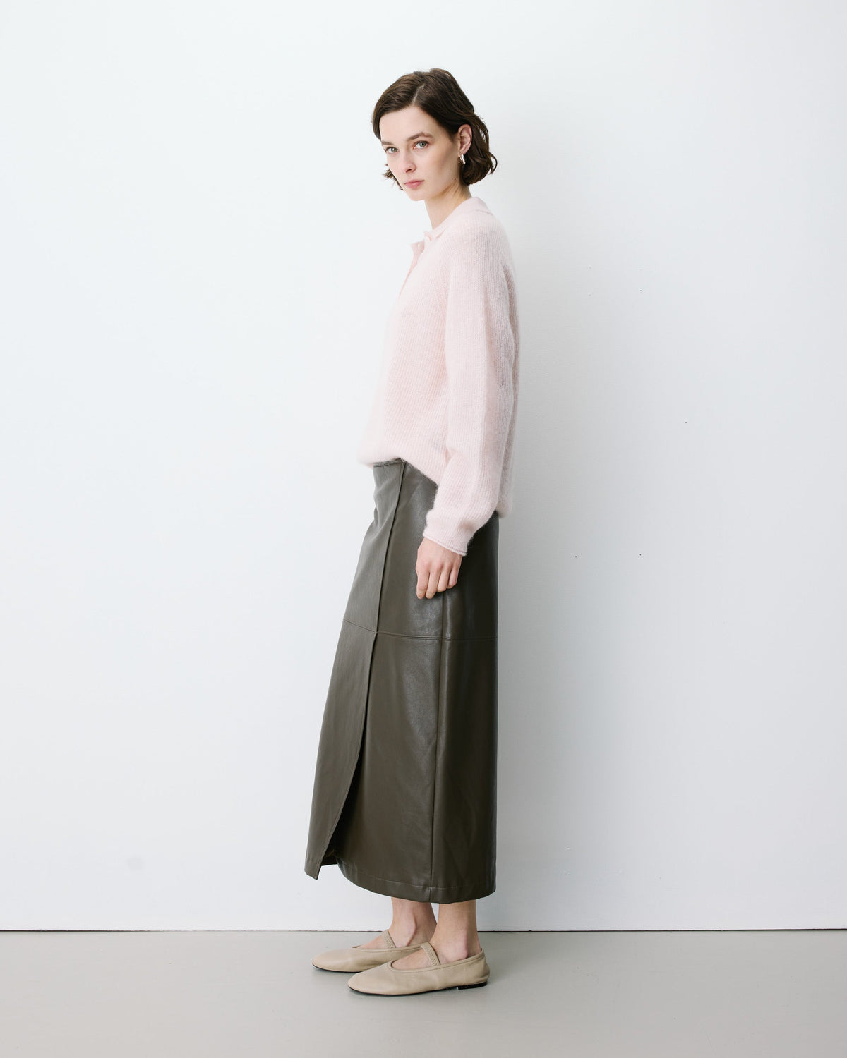 Pull polo en maille texturée boutonné nude Alevan