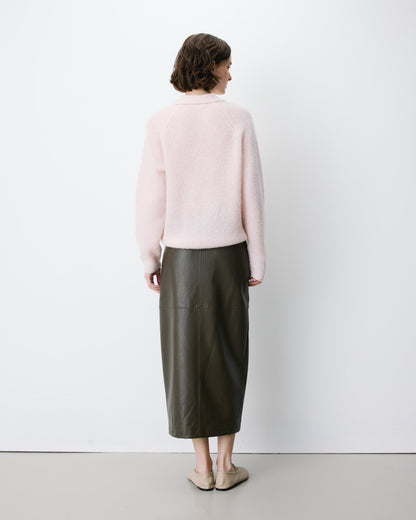 Pull polo en maille texturée boutonné nude Alevan