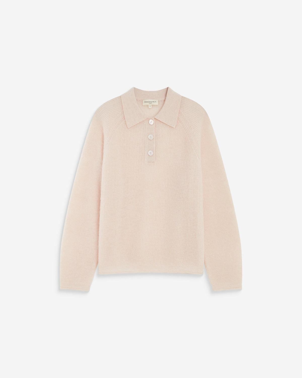 Pull polo en maille texturée boutonné nude Alevan