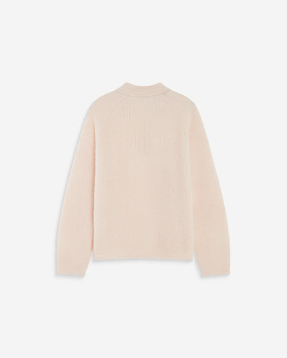 Pull polo en maille texturée boutonné nude Alevan