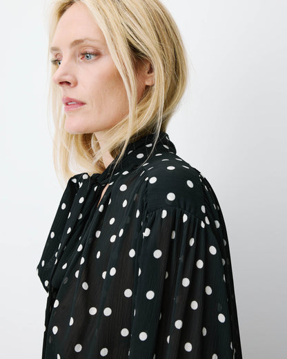 Blouse col lavallière manches longues pois Angelica