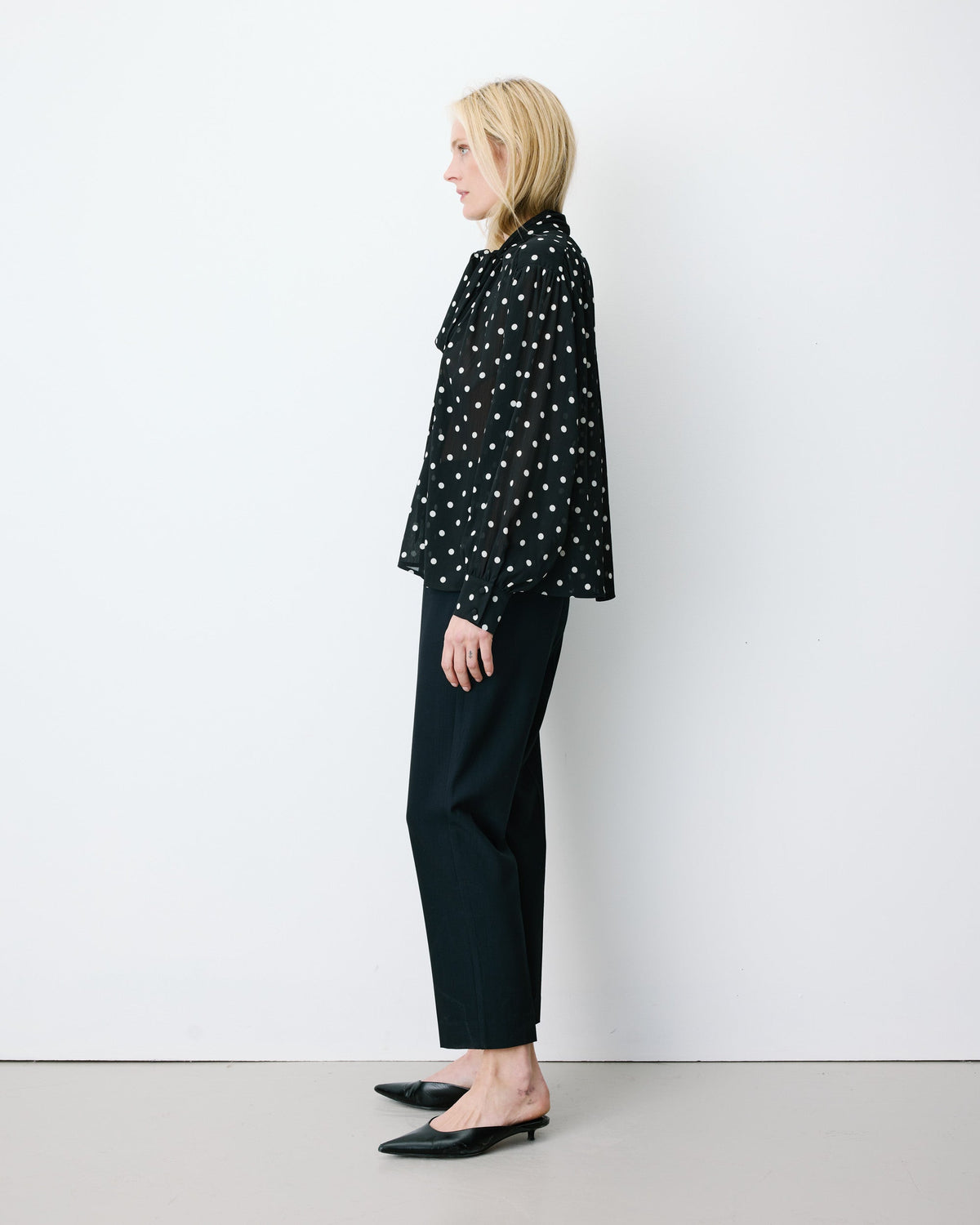 Blouse col lavallière manches longues pois Angelica