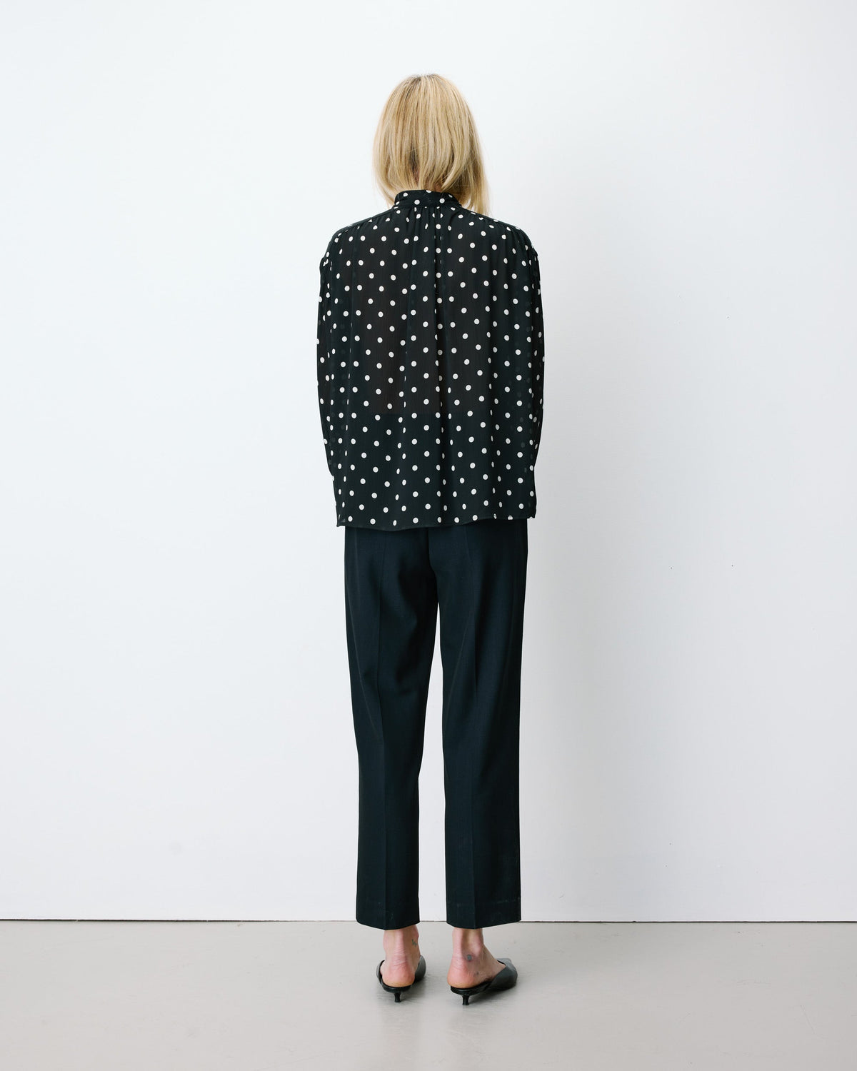 Blouse col lavallière manches longues pois Angelica