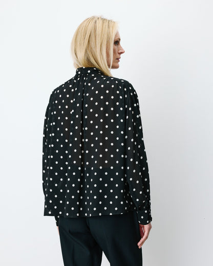 Blouse col lavallière manches longues pois Angelica