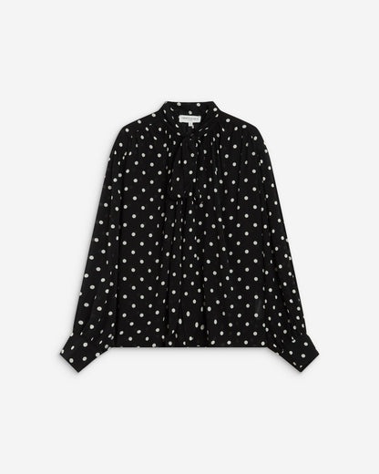 Blouse col lavallière manches longues pois Angelica