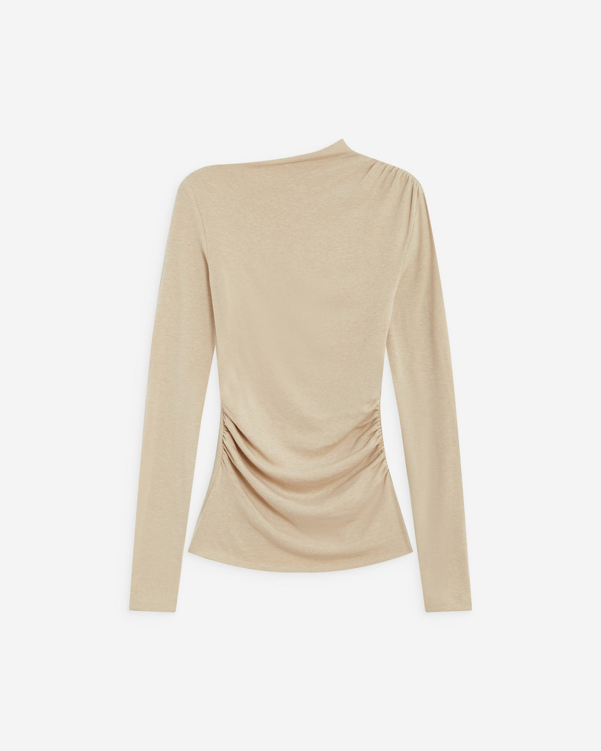 Top drapé asymétrique manches longues sable Aurygny