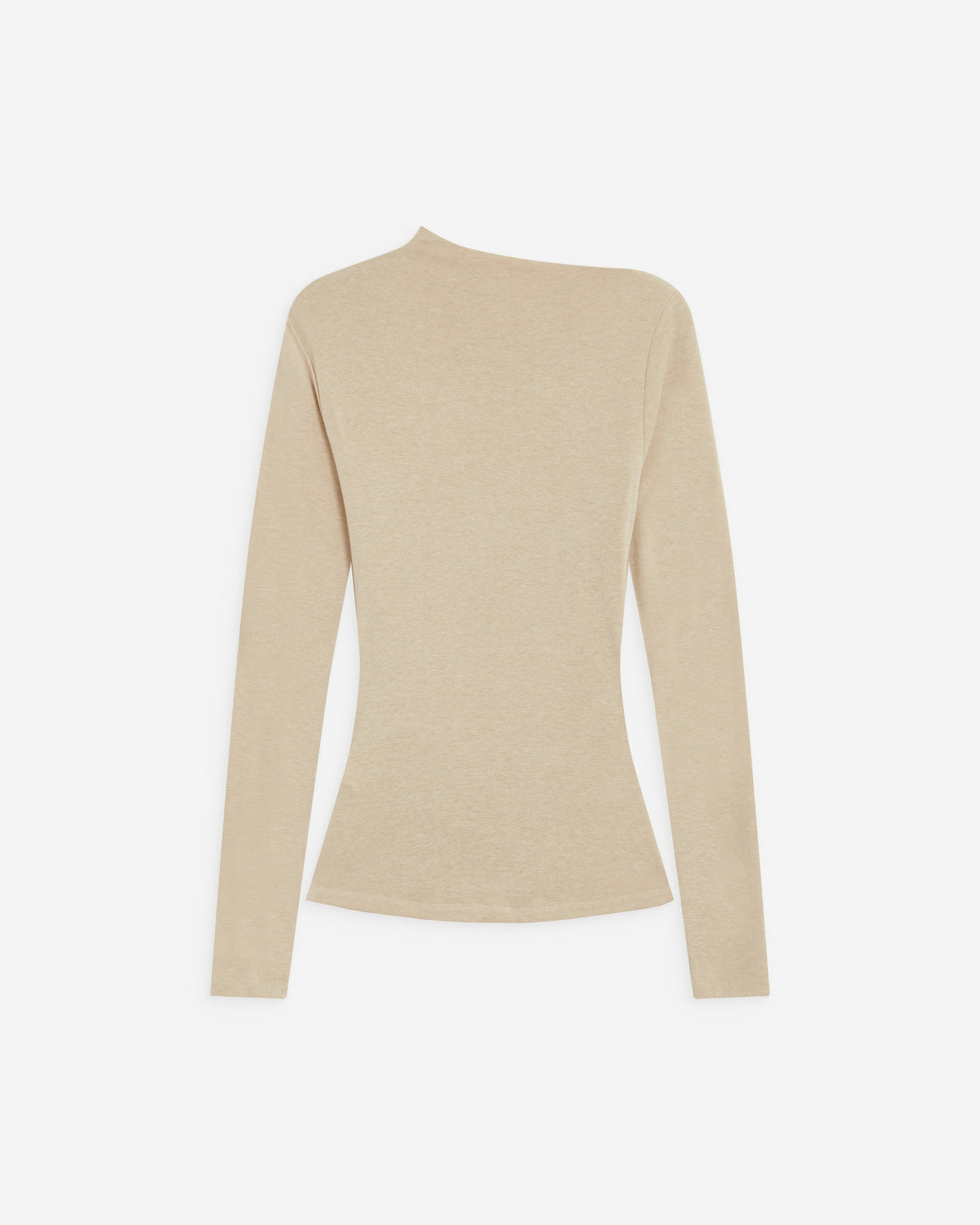 Top drapé asymétrique manches longues sable Aurygny