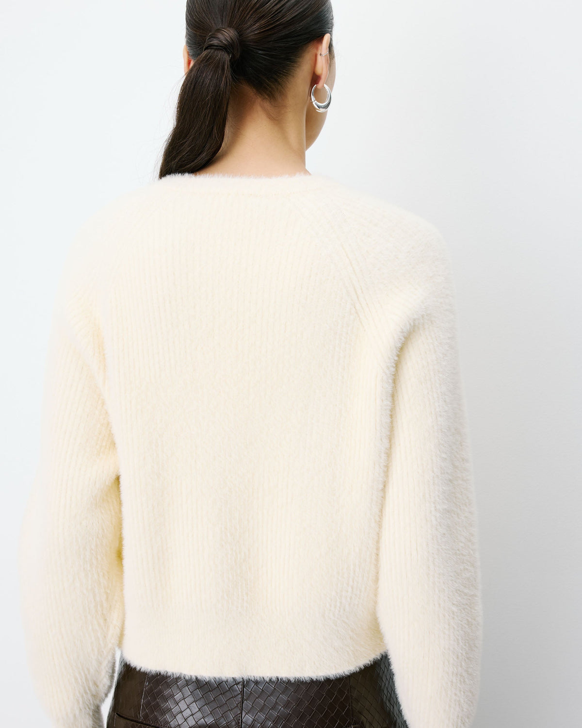 Cardigan doux col rond boutonné vanille Aleron