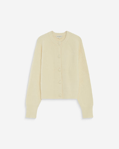 Cardigan doux col rond boutonné vanille Aleron
