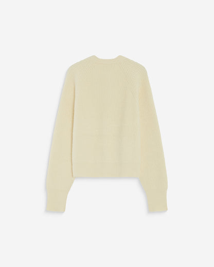 Cardigan doux col rond boutonné vanille Aleron