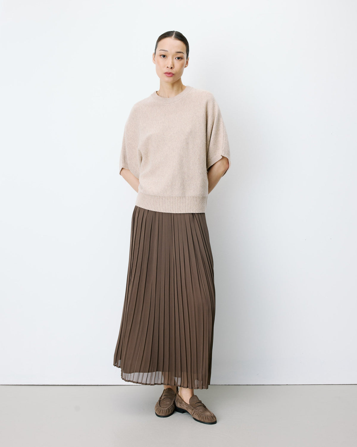 Pull oversize manches kimono 3/4 beige Almus